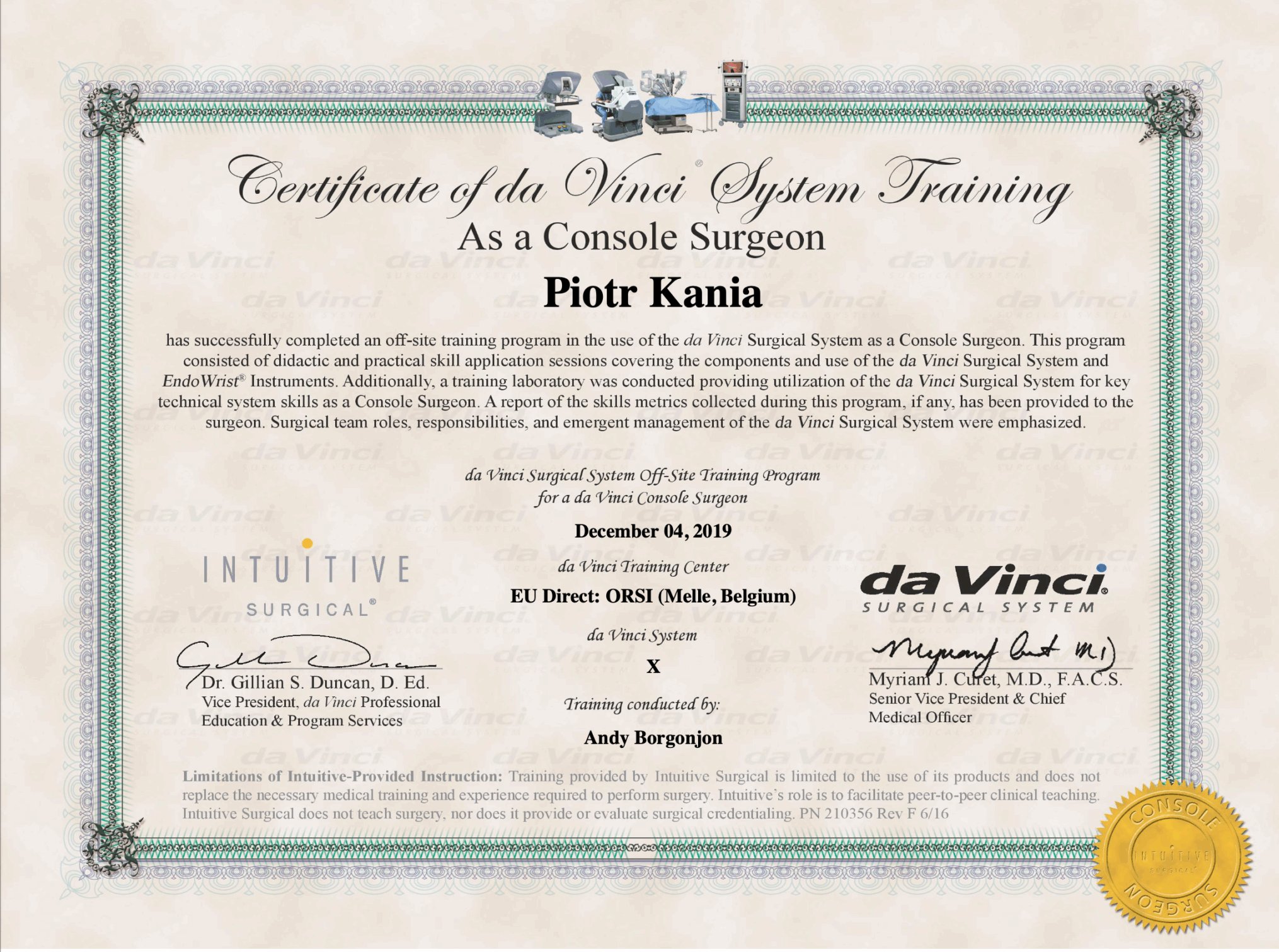 Da Vinci Intuitive — ORSI, Belgia · 4 grudnia 2019